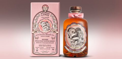 施秉言 - 個人插畫系列「穿戴食物的動物夫人」與酒商聯名威士忌的酒標插畫。