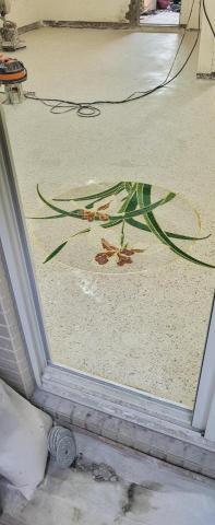 石材美容工程 - 洗石子地坪研磨完成