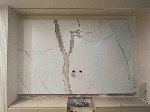 小葉塗料研究室 - 霧面大理石電視牆施作 