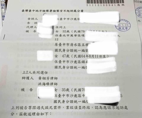 洪海峰律師 - 為過失致死案件，辯護後取得不起訴處分