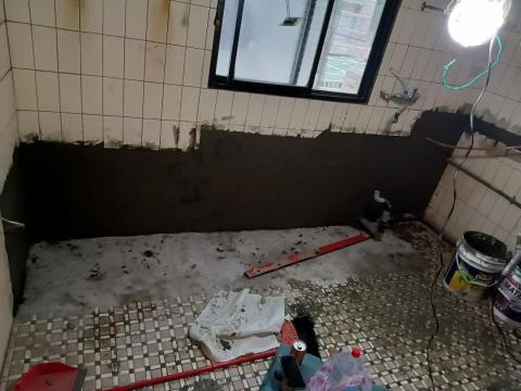 崴珵視覺工程 - 拆除後地面牆面補平~