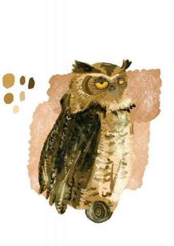 毛毛插畫 - 插畫作品: 厭世貓頭鷹
IG搜尋: hue_1078_