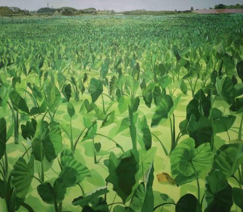 林炯宏 - 作品《綠色綿延》，油彩畫布，130*162cm，2024。