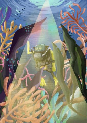 毛毛插畫 - 探索海底世界