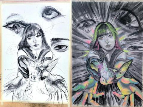 林于玉 Tabby - 素描創作過程