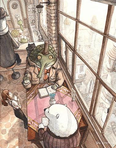 森似風格 - 白熊與鱷魚的聚餐 嚇到服務生了啦~