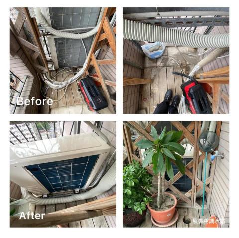 展晏空調水電 - 冷氣舊換新，不只換新，一同將客戶其他冷氣的管線一併整理整齊，打掃清潔一定要