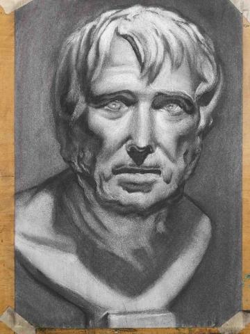 鹹鹹 - 石膏像炭筆素描