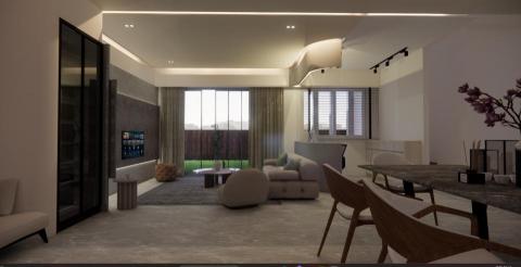 橘子 - 透天美墅一樓客廳規劃