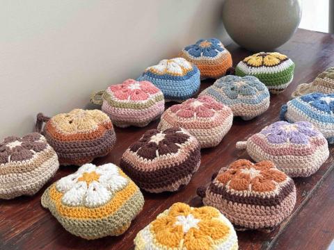 Asteroid小行星編織 - 可收納式小花飲料提袋