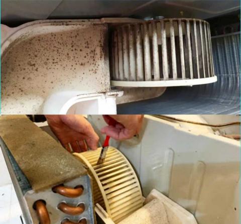 好仁空調冷氣清洗工作室 - 窗型冷氣內部清洗前後對照圖