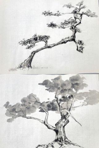 林于玉 Tabby - 水墨樹練習