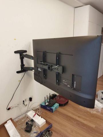 祥禾科技 - 55吋內 旋轉90度 電視壁掛架安裝
