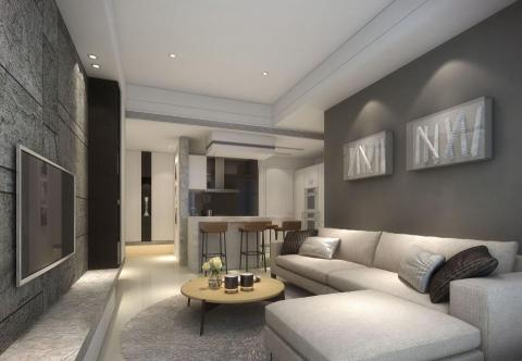 真跡空間設計 - 空間以中性色調為基底，融合灰、米白與木質色，呈現出柔和沉穩的視覺層次，並透過光影與材質對比營造出細膩的空間感受。整體設計不過度裝飾，突顯「少即是多」的極簡精神。