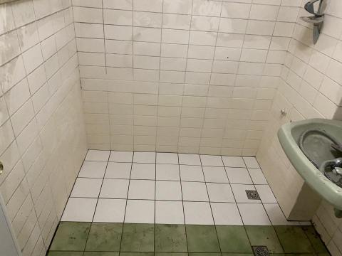 宏欸 - 浴缸拆除牆面及地板補貼磁磚 剛貼完（還沒整理