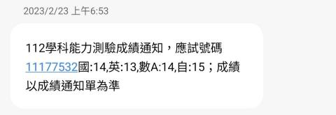 古騏肇 - 學測成績（應屆）