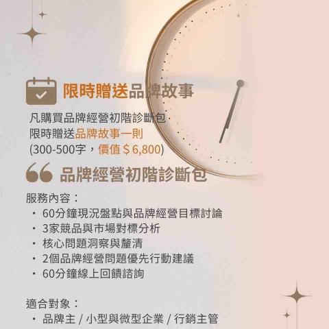 Patty Chang - 限時贈送品牌故事一則（價值 $6,800）