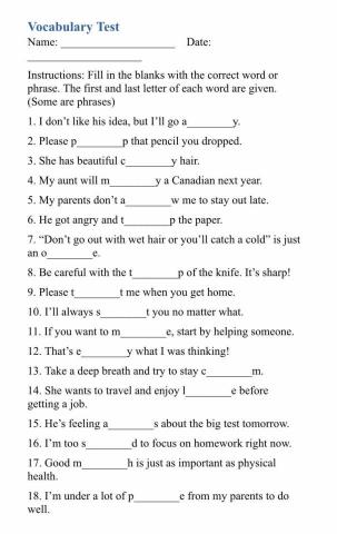 英文家教Adelyn - 課堂單字測驗複習