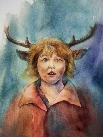 陳柏宇 - 水彩臨摹 人像 鹿角男孩