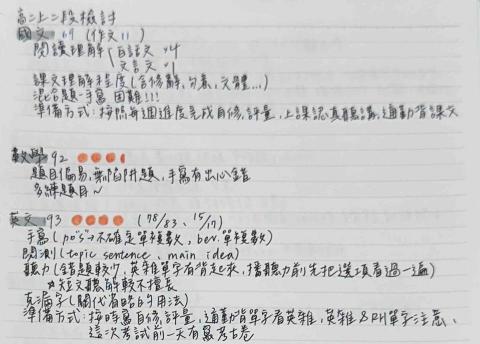 李宣瑩 - 每次段考結束都會做檢討