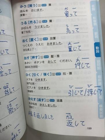 Wanの語言教室 - 學生筆記分享: 學生記錄上課學習重點，並自行回家複習。此為動詞て形變化音調筆記。