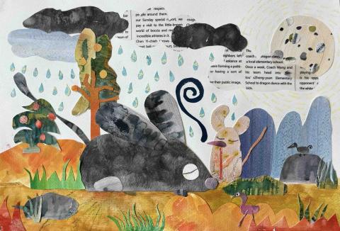 Ollie Chen - 水彩、蠟筆以拼貼方式創作