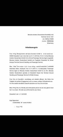 Colleen 可琳姐 - 可琳姐的 德商工作證明。 課程中 會針對您的職場 規劃或是生涯規劃 做討論， 寫出更吸引人的自傳信件。