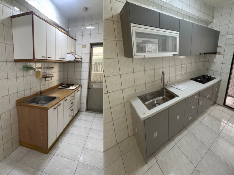 宇冠室內設計 - 系統廚具
1.林內三機
2.檯面樂天人造石
3.系統櫃
4.拉伸龍頭