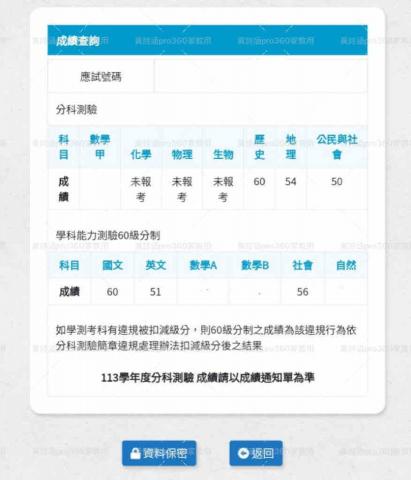 黃詩涵 - 成績單