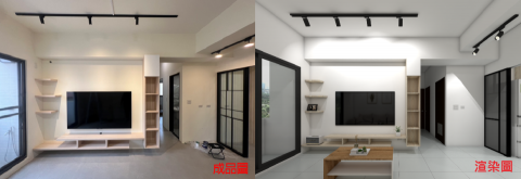 宇冠室內設計 - 台南永康-綠格永心
施工內容：
1.玄關懸空鞋櫃
2.玄關穿鞋椅子
3.玄關收納櫃、圓弧開放櫃
4.木作隔間
5.摺疊隔屏(含洞洞板、長虹玻璃)
6.滑軌全身鏡
7.電視牆
8.電視牆層板
9.電視牆高櫃
10.電器櫃
11.鋁拉門
12.廚房矮櫃、吊櫃
13.水電工程
14.油漆工程