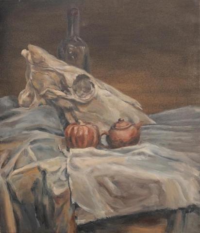 蔡品蒔 - 有牛頭骨的靜物