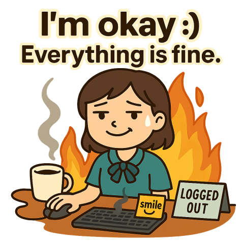 Clare &times; 蓮 Lian 貼圖製作所 - 角色代表圖｜小珂｜爆炸中假裝鎮定 &times; 工作崩潰 &times; 壓力過大日常貼圖