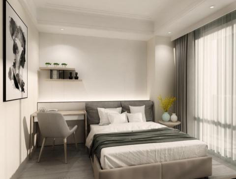 築雋室內裝修設計工程 - 渲染效果，新北淡水 住宅-臥室