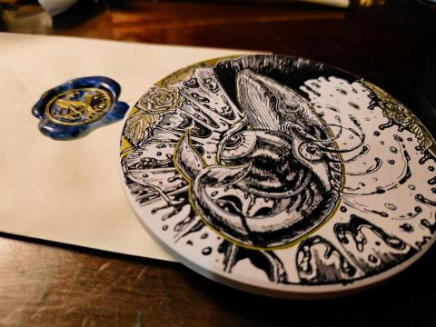 資深美術家教/繪師 佩均 - 代針設計 抽象創表鯨魚杯墊