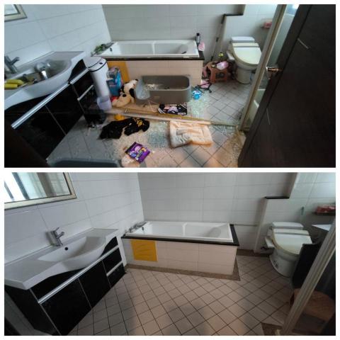 芯美清潔 - 浴室環境整理 上為整理前下為整理後