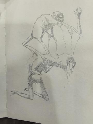 lavina - 這是網路上的雙重人格很有名的畫
我找不到畫家來源 但很有感觸
所以將他完整畫下來 大家都畫都是從仿畫開始
而我偶爾還是會去做仿畫 因為想致敬這些畫家
當我在於情緒爆發的前一刻就像這樣
它像魔鬼一樣想脫離我
但我得死命控制他不要離開我
好像他離開我就會破壞規則一樣
