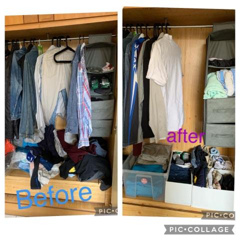 趙藝紜「減法整理師」 - 衣櫥原本沒有足夠收納品,分類後幫顧客良好尺寸,添購收納品,後續使用良好,目前以維持兩年以上