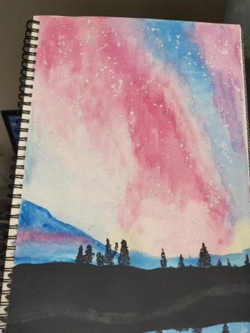 lavina - 這是想像極光的樣子創作的 底部我選擇最低調的黑色去鋪蓋 我想讓看的人重點在於上面