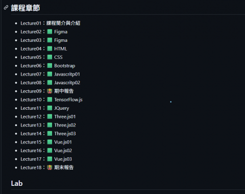 Wei-Cheng,Chen - 過去【互動網頁】上課目錄