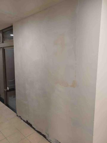 詹文欽，兆基屋管 - 刮除壁癌後整面批土