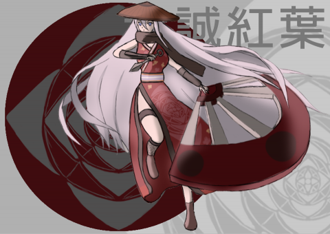 鄭鴻 - 東方風格角色，加了一些自己喜歡的花紋，上色偏灰暗，希望能營造一種冷血安靜的感覺