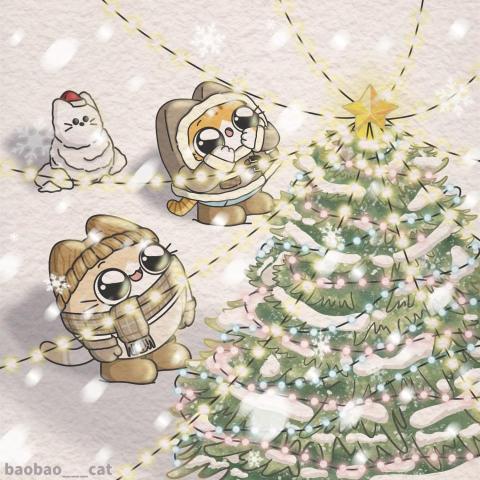 九月米菓插畫設計 - IP文創角色｜聖誕節插圖