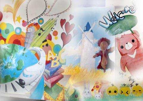 超音速包子 - 龍陵營區壁畫繪製1 鄉村田園/小熊/地球村