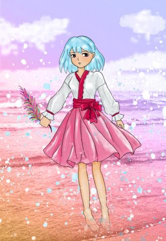 龍筑藝術工作室 - 藍髮少女-sketch