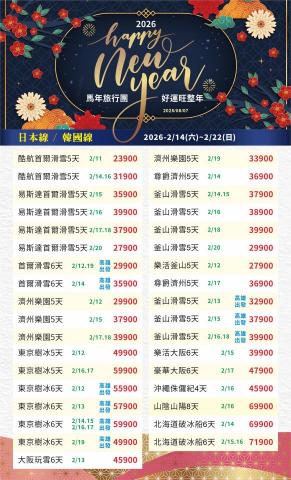 找到了旅行社桃園分公司 - 2026年過年檔期3