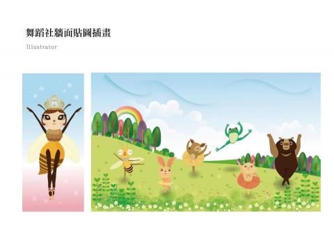 奧莉柒創藝工房 The Eye Art Studio - 舞蹈社牆面貼圖插畫