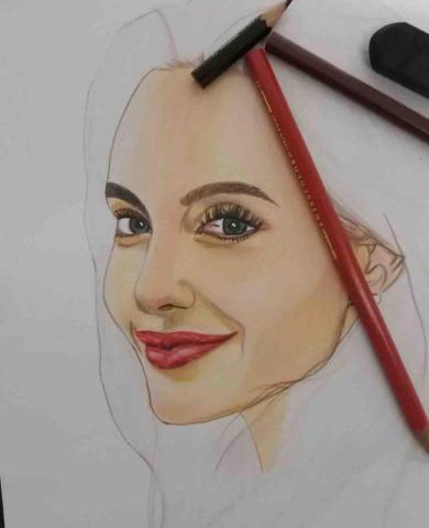 廖祁莙 - 人像手繪（色鉛筆+麥克筆）