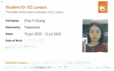 張家禔 - 2025暑假自己前往英國的語言學校，走出舒適圈，提升自己英文口說自信