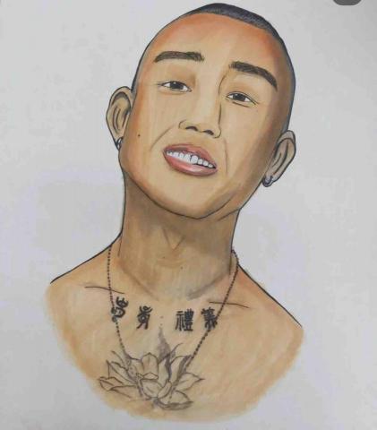 廖祁莙 - 人像手繪（麥克筆+色鉛筆）
