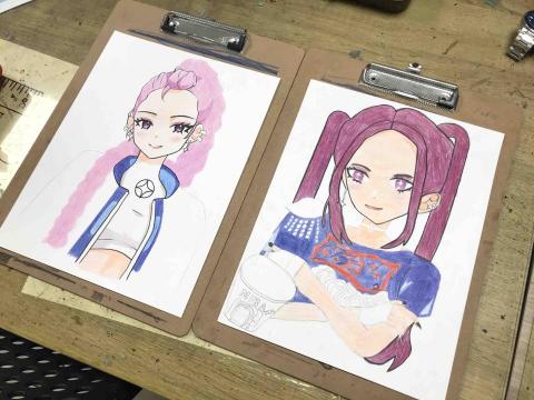 彩果子繪畫 - 色鉛筆｜左邊示範｜右邊五年級練習